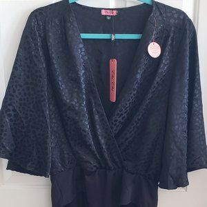 Chi Chi London Wrap-Style Bell-Sleeved Bodysuit Top